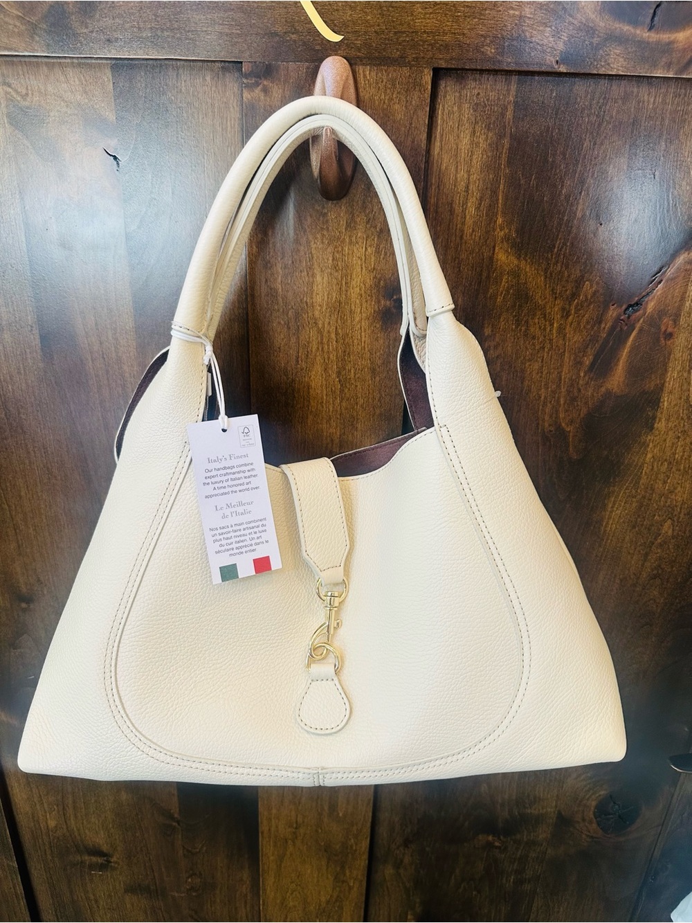 Cream Leather Hobo Bag - Marina Galanti